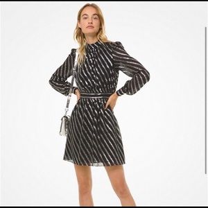Michael kors silk metallic stripe dress sz 2